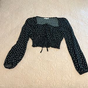 Polka dot long sleeve crop top